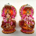 KSI Earthenware Mitti ke Laxmi Ganesh Idol Statue (Multicolour, 14 x 8.8 cm)