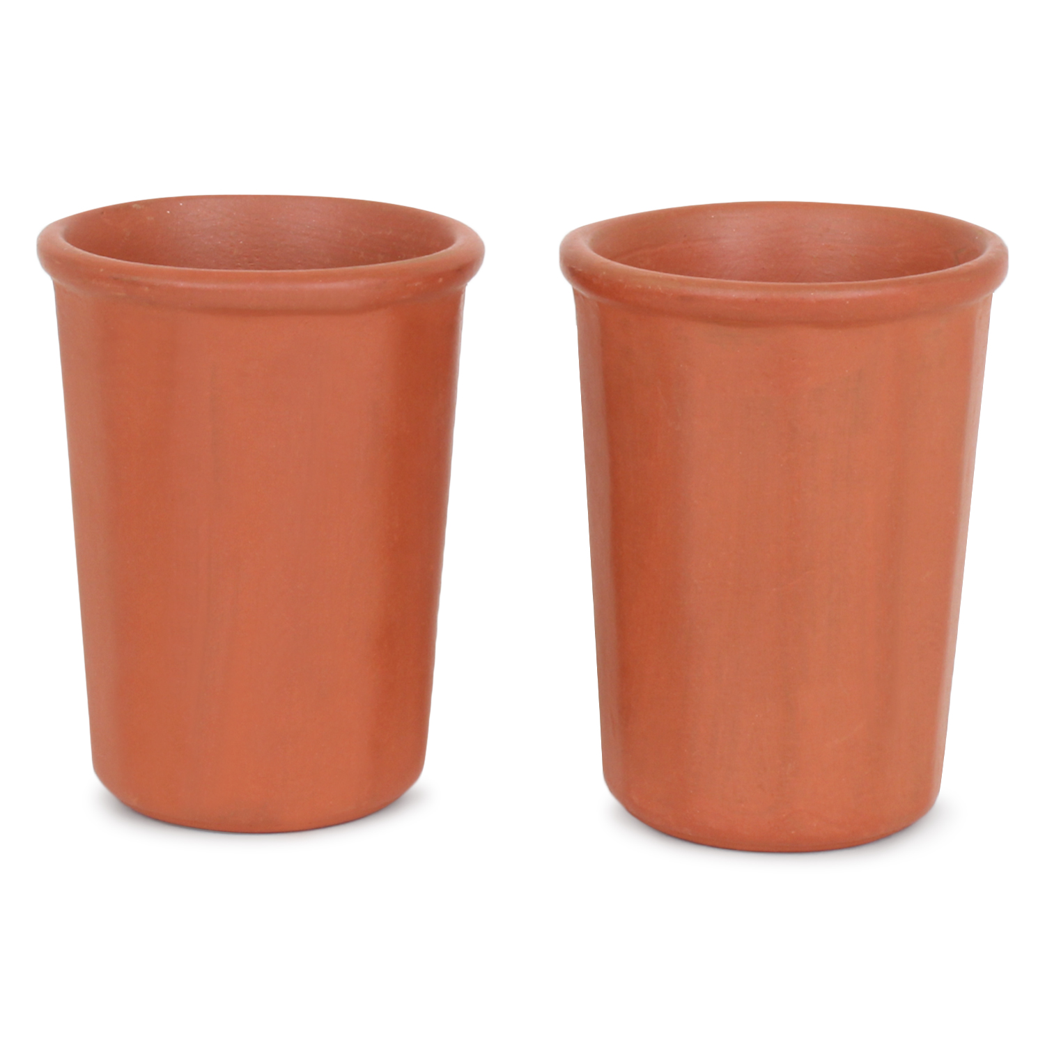 1-5.jpg KSI Handmade Clay Mitti Drinking Glasses – Perfect for Water, Lassi, Tea & Milk – Handcrafted Earthen Tumbler Set of 2 (Brown) - Image 1
