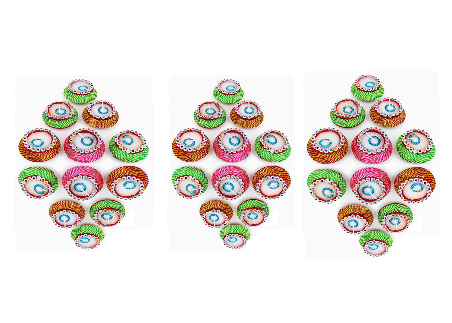 36-wax-diya.jpg KSI Eco Friendly Wax Diyas for Diwali Pooja| Home Office Decor Handmade & Colorful Candle (Multicolor, Pack of 36) - Image 1