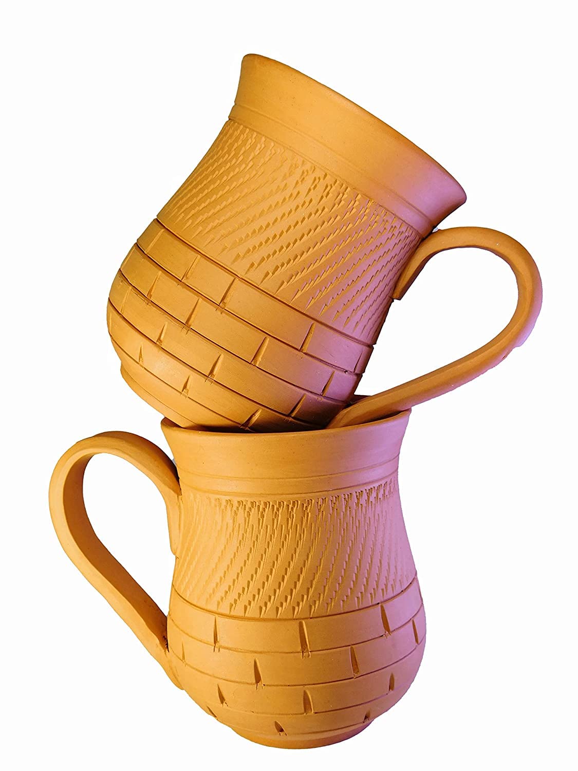 60-MUG-SET-OF-2-1.jpg KSI Handcrafted Mitti Clay Cup, Mug, Natural Handmade Earthen Clay Kulhad, Kullar, Chai ke Cup Set of 2 (Long Cup) - Image 1