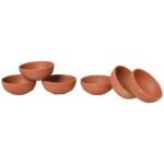 KSI Handmade Terracotta Clay Serving Bowls Katori for Soup, Dal, Kadhi, Curry (250 ML, Pack of 6)