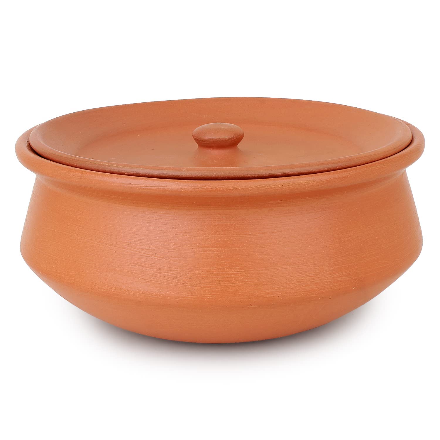 61XiAQSwHqL._SL1500_.jpg KSI Earthenware Indian Desi Clay Curd Pot Dahi Handi Self Cooling Terracotta Clay Curd Pot Earthenware Pot for Storage (1.75 L) - Image 1