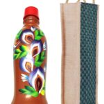 KSI Organic Traditional Clay Mud Earthen Pot for Drinking Water Bottle with Jute Bag, (Set of 1, Brown) 1.4 Litres