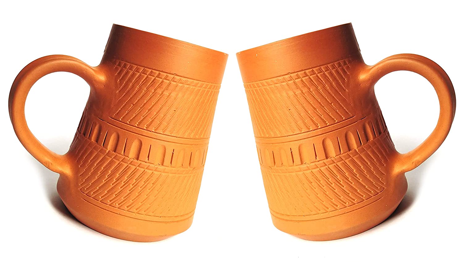 BEER-MUG-1.jpg KSI Terracotta Clay Beer Mug Handmade Beer Mug for Home and Bar Self Cooling Clay Beer Mug 450 ML Pack of 2 - Image 1