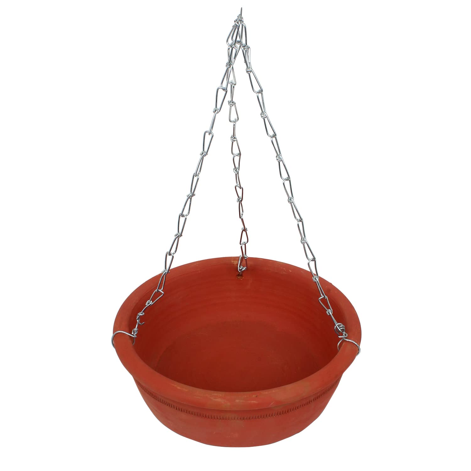 BIRD-BATH-1.jpg KSI Earthenware Hanging Bird Bath Bird Feeder Hanging Bird Water Feeder Natural Clay Bird Feeding & Watering Supplies for Balcony Garden (Hanging Pot) - Image 1