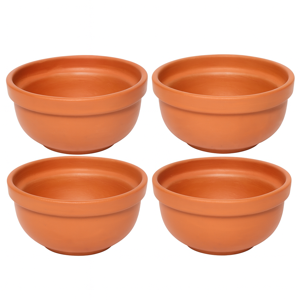 ChatGPT-Image-Dec-6-2025-12_29_40-PM.png KSI Clay Bowls for Kitchen & Restaurant Terracotta Handmade Clay Bowl for Soup, Dal, Kadhi, Curry set 4 - Image 1