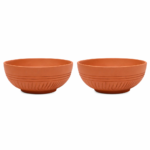 KSI Terracotta Bowl Set 2 Handmade Clay Bowls | Eco-Friendly, Non-Toxic & Biodegradable | Retains Heat & Enhances Taste | Ideal for Indian Dining & Serveware