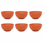 KSI Terracotta Bowl Set 6 |Handmade Clay Bowls | Eco-Friendly, Non-Toxic & Biodegradable | Retains Heat & Enhances Taste | Ideal for Indian Dining & Serveware