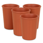 KSI Handmade Clay Mitti Drinking Glasses – Perfect for Water, Lassi, Tea & Milk – Handcrafted Earthen Tumbler Set of 4 (Brown)