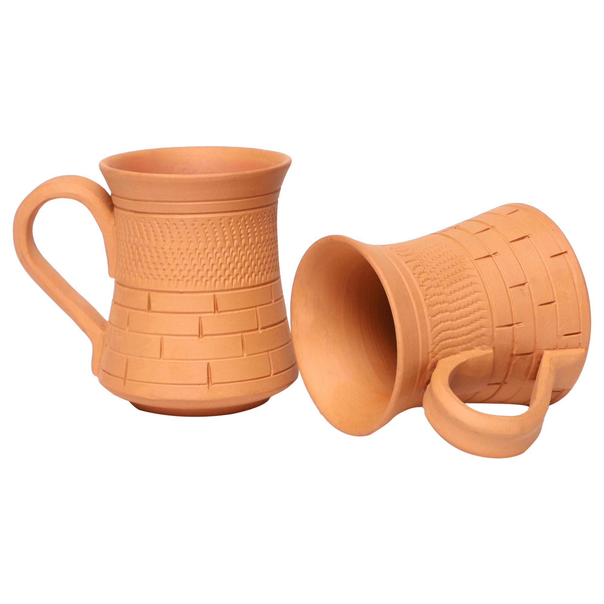 Coffee-Mug-No-55-4.jpg KSI Natural Clay Beer Mug | Milk Mug | Big Coffee Mug, Terracotta Handmade, 600 ml pack of 2 - Image 1