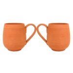 KSI Handcrafted Mitti Clay Coffee Tea Cup Traditional Coffee Mug Handmade Earthen Clay Tea Cups Set Chai ke Cup Pack of 2 (Coffee Mug D) 235 ml Each