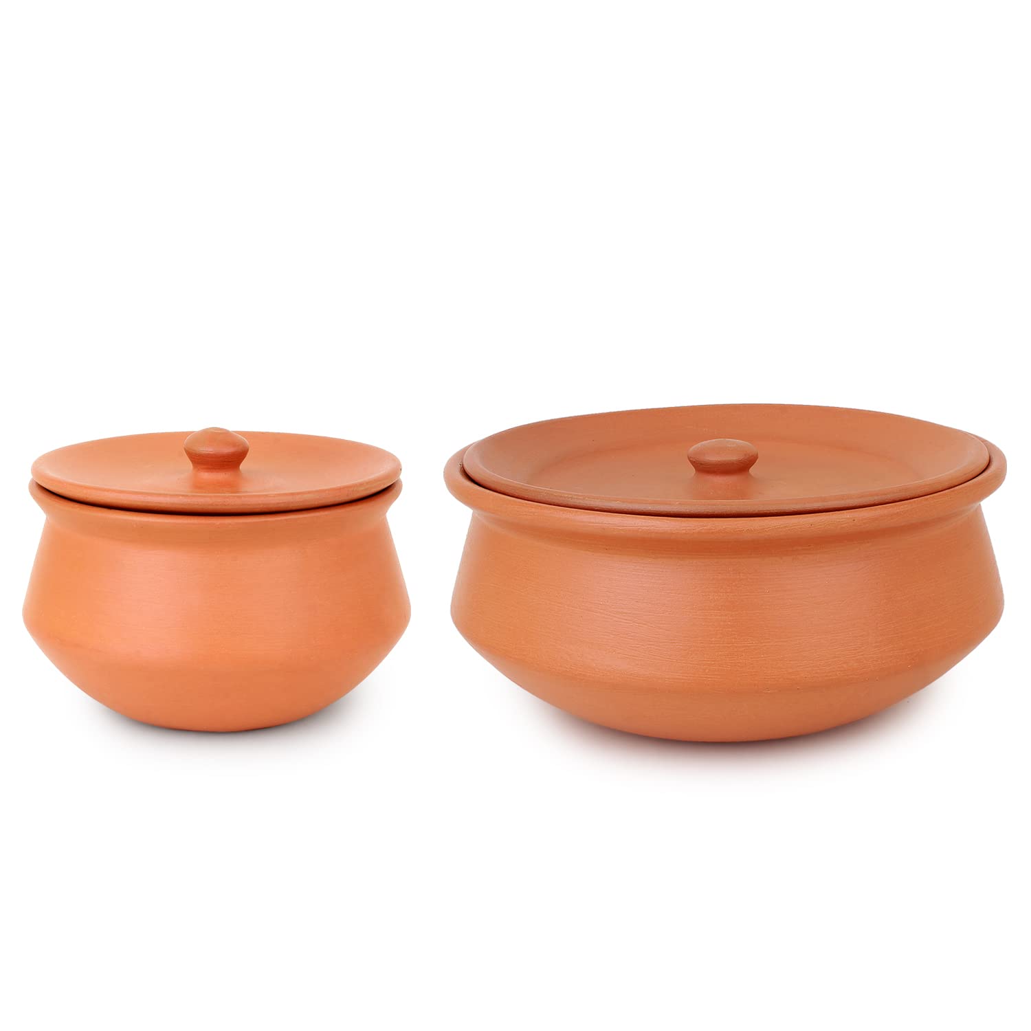 DAHI-HANDI-SET-1.jpg KSI Earthenware Clay Curd Pot Dahi Handi Set of 2 Self Cooling Terracotta Clay Curd Pot Earthenware Pot for Storage 1.5 Liters and 0.5 litres - Image 1