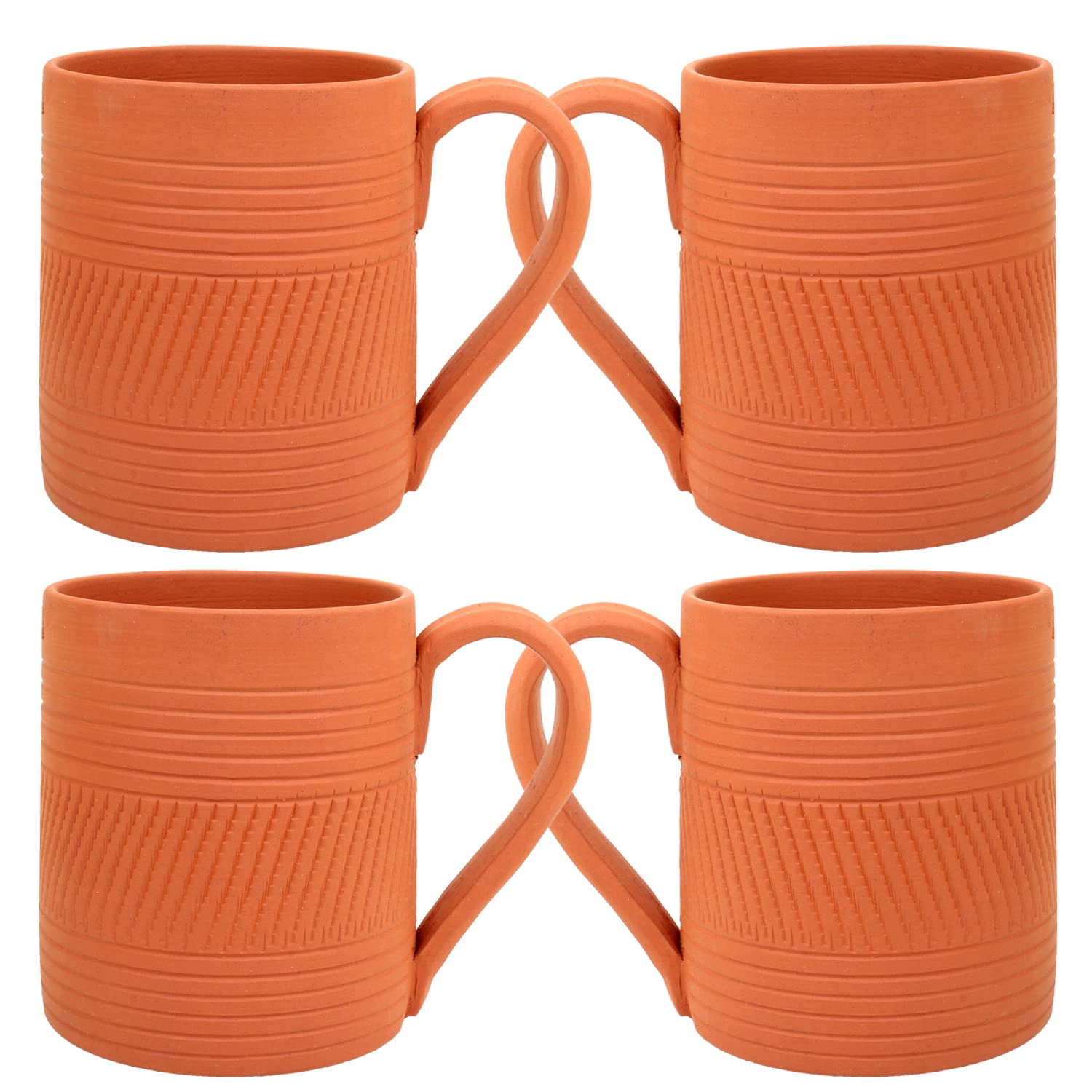 FLAT-OLD-SET-OF-4-1.jpg KSI Handcrafted Mitti Clay Cup Coffee Mug Handmade Earthen Clay Designer Mugs for Tea and Coffee (Tea/Coffee Mug Set of 4) - Image 1