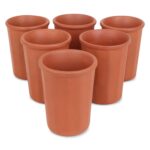 KSI Handcrafted Mitti Clay Water Glass Coffee Mug Handmade Earthen Clay Tea Glass Chai ke Cup (Tea Glass Set of 6)