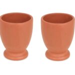 KSI Handcrafted Clay Water Glass Handmade Earthen Clay Drinking Glass (Glass Set of 2) (Small)