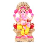 KSI Eco Friendly Ganesha Ganpati ( Lalbagh) for Visarjan | Kacchi Mitti | Easily Dissolve in Water 20 cm (Kacchi-Decorated(Mukut))