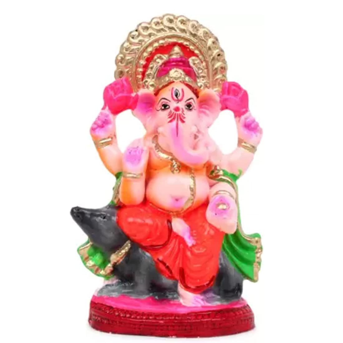 full-paint-mushak-1.jpg KSI Eco Friendly Ganesha Ganpati ( Lalbagh) for Visarjan | Kacchi Mitti | Easily Dissolve in Water 20 cm (Kacchi Mitti - 20cm Mushak Full Print) (Kacchi Mitti - 20cm Mushak Full Print) - Image 1