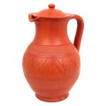 KSI Clay jug | mud Pot | for Drinking Water/Terracotta/Mitti ka jug | with Lid | Natural/Earthen Clay | Handmade Matka/surahi/mitti Ghada with Beautiful Design - 2 liters