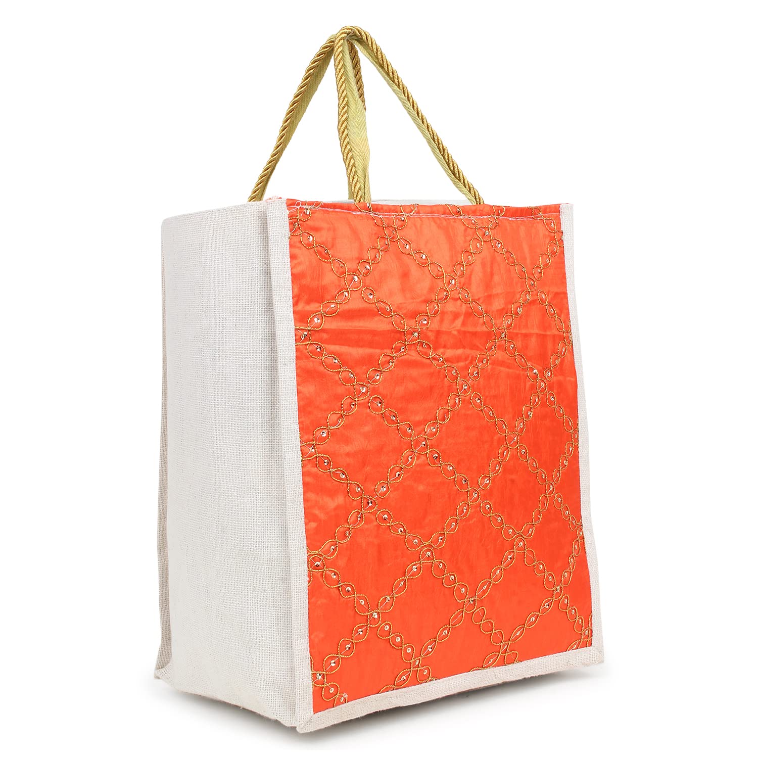 jute-bag-1.jpg KSI Designer Women Jute Bag for Lunch Box | Shopping – Jute Handbag, Jute Tote, Jute Lunch Bags for Office, Tiffin Bags for Office, Printed Jute Bag - Image 1