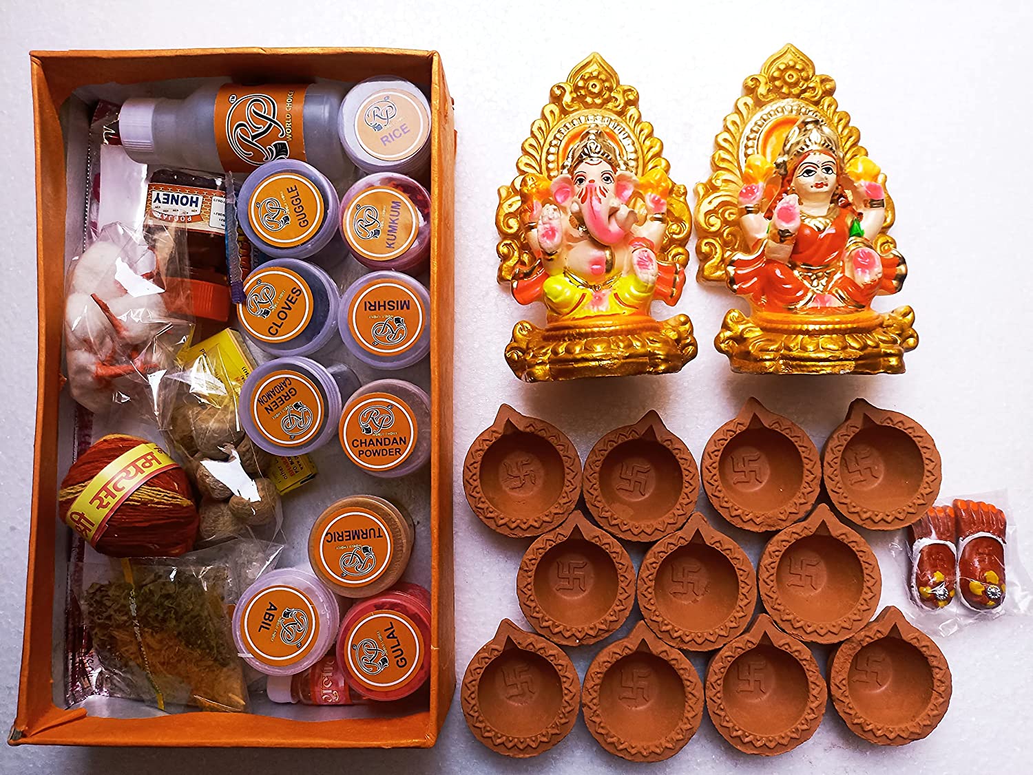 puja-samagri-with-idol-1.jpg KSI Puja Samagri & Decoration kit | Complete Item of Puja Kit for Navratra, Ambe & Durga Pooja, Diwali Festival (Multi) - Image 1