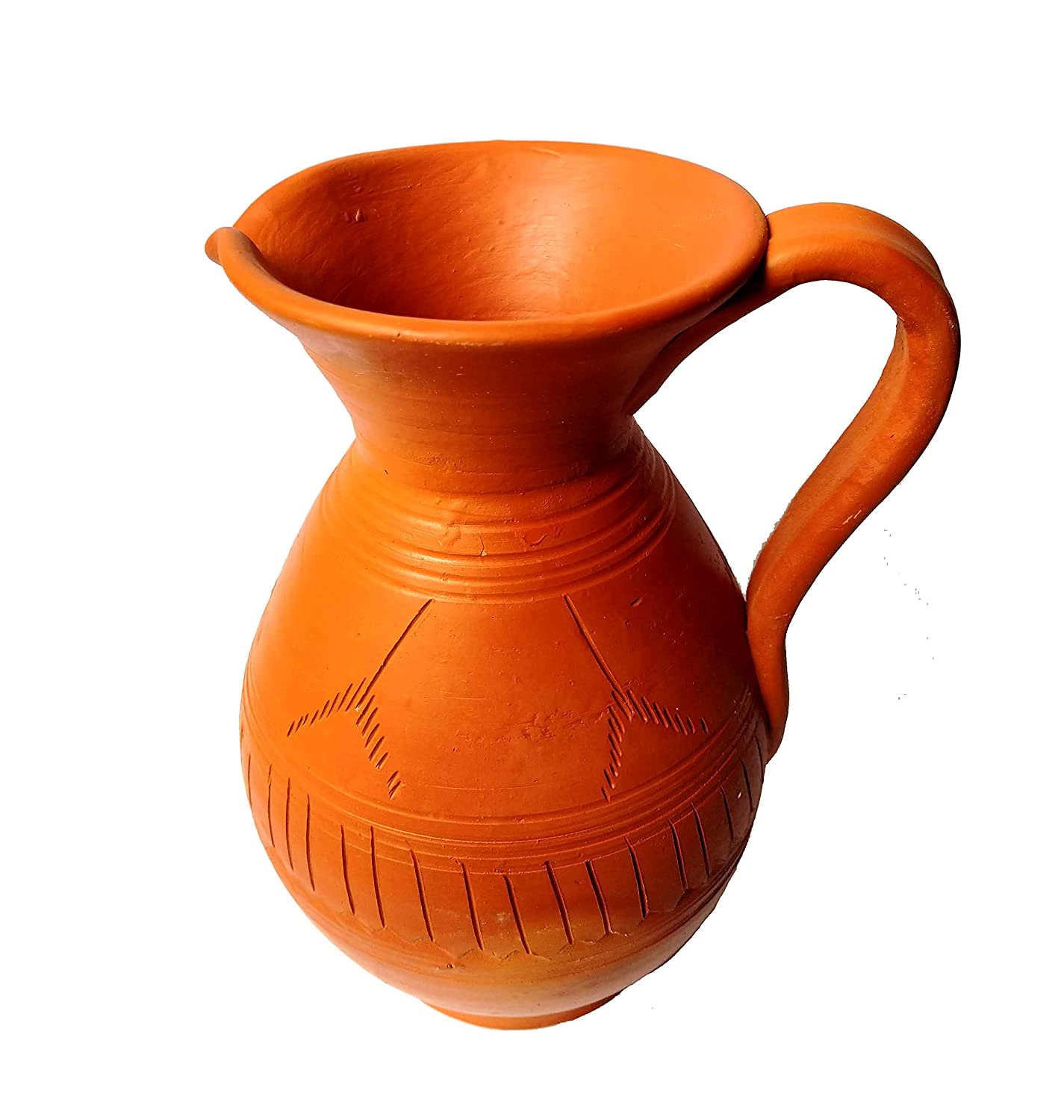 w3.jpg KSI Clay Water Jug Terracotta Clay Jug for Water Storage and Serving Handmade Earthenware Mitti ka Jug 1.7 litres - Image 1