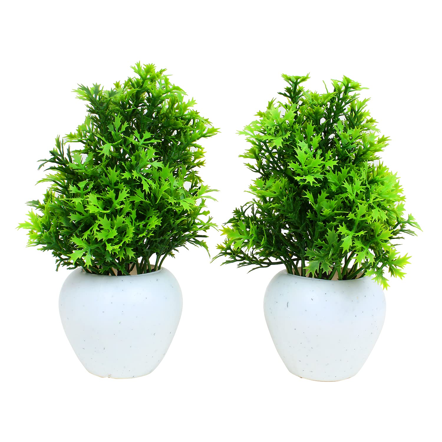 white-plant-1.jpg KSI Artificial Bonsai Plants Tree with Pot Vase for Home Office Table Living Room Decoration Gifting Purpose & Diwali Decor -17 cm- Pack of 2 (Design 2) - Image 1