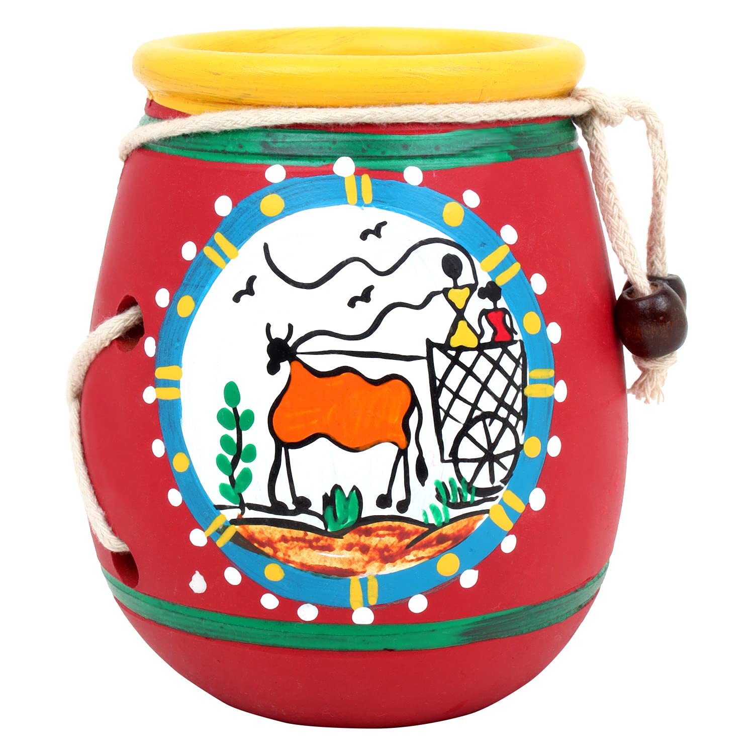 B07V1WRD88_H0T9MO5BB2_2025-12-02_1.jpg Terracotta Clay Pen Stand Handmade Pen Holder Home Decor Showpiece For Home And Office Hand Painted Warli Art Pen Stand Desk Organizer Table Organizer - Image 1