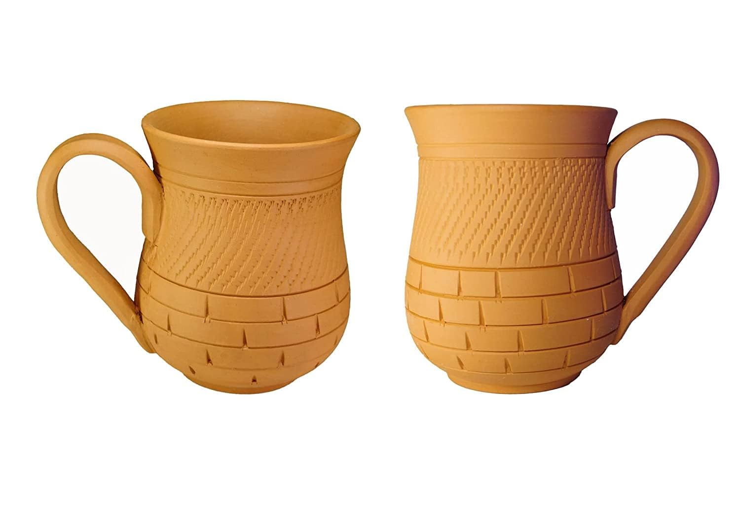 B08CXBFNMK_3D03M8B1T4_2025-12-02_1.jpg Handcrafted Clay Cup Coffee Mug Natural Handmade Clay Coffeetea Cup Mitti Ke Cups Set Of 2, 225 Ml Each - Image 1