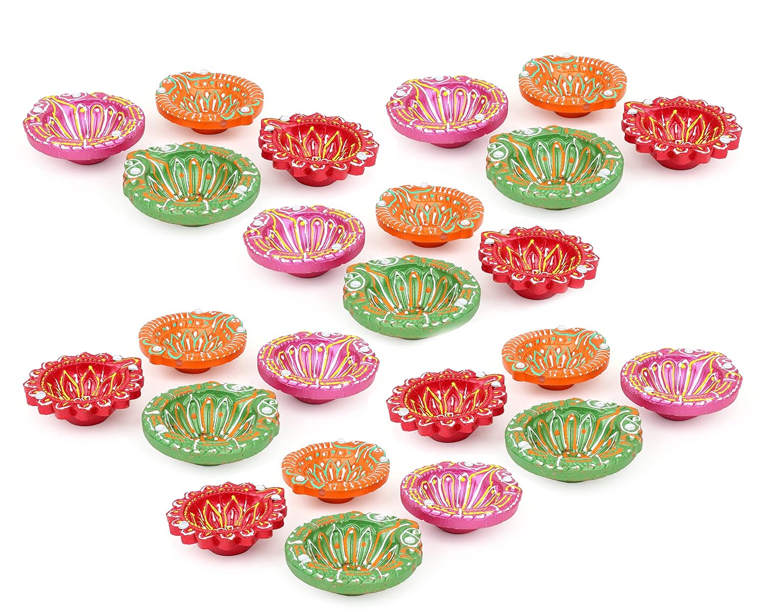 B08HWS9LY1_4VTC80ZBU0_2025-12-02_1.jpg 24-Piece Eco-Friendly Multicolor Diyas for Diwali, Navratri & Home Décor - Image 1