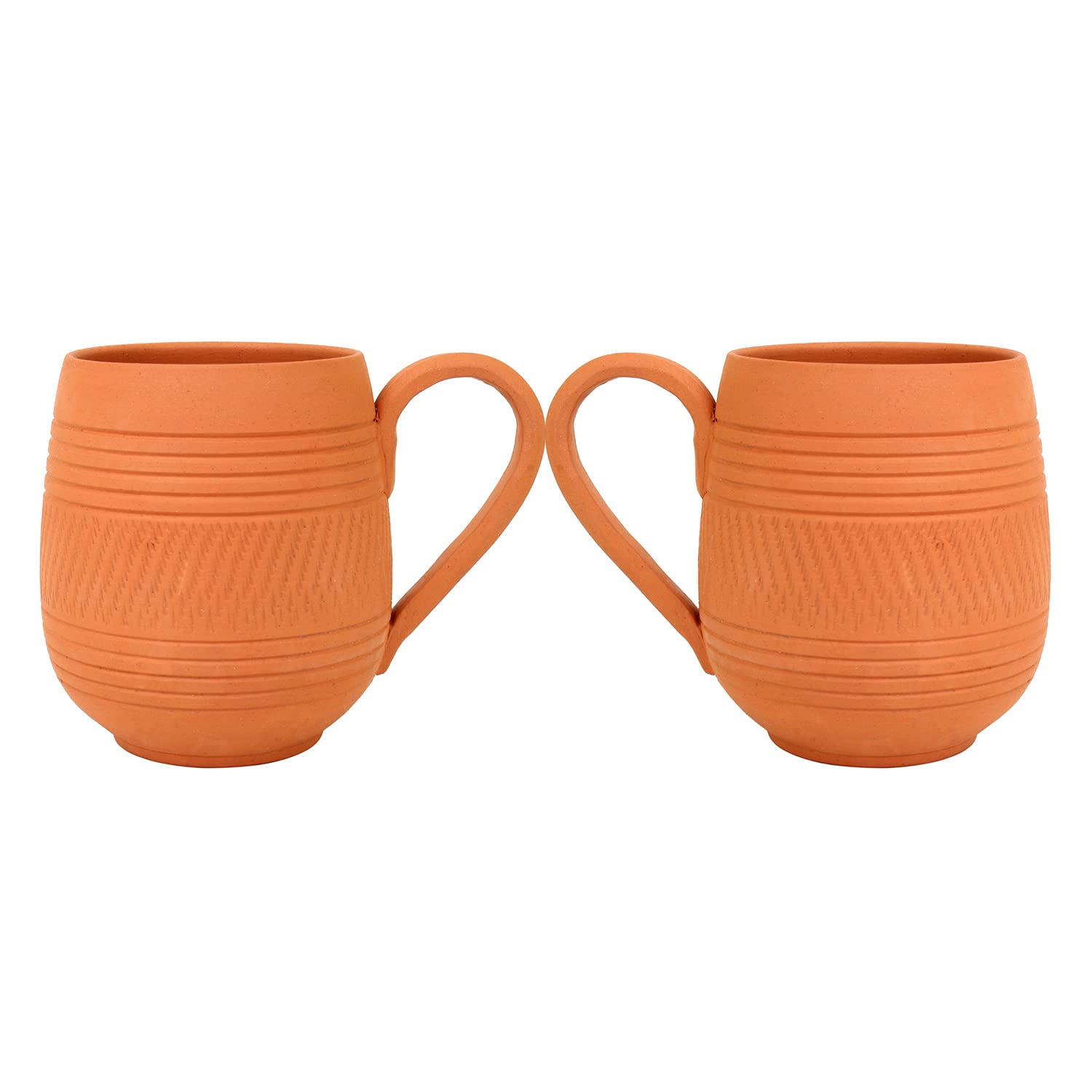 B08PNP17H1_L1SI11SCMO_2025-12-02_1.jpg Handmade Organic Clay Coffee Mug set of 2, 225Ml each, Non Toxic Eco Friendly Unglazed Earthen Mugs Natural Minerals Iron Phosphorus Alkaline Heat Retention For Tea Coffee Milk Soup Microwave Safe - Image 1