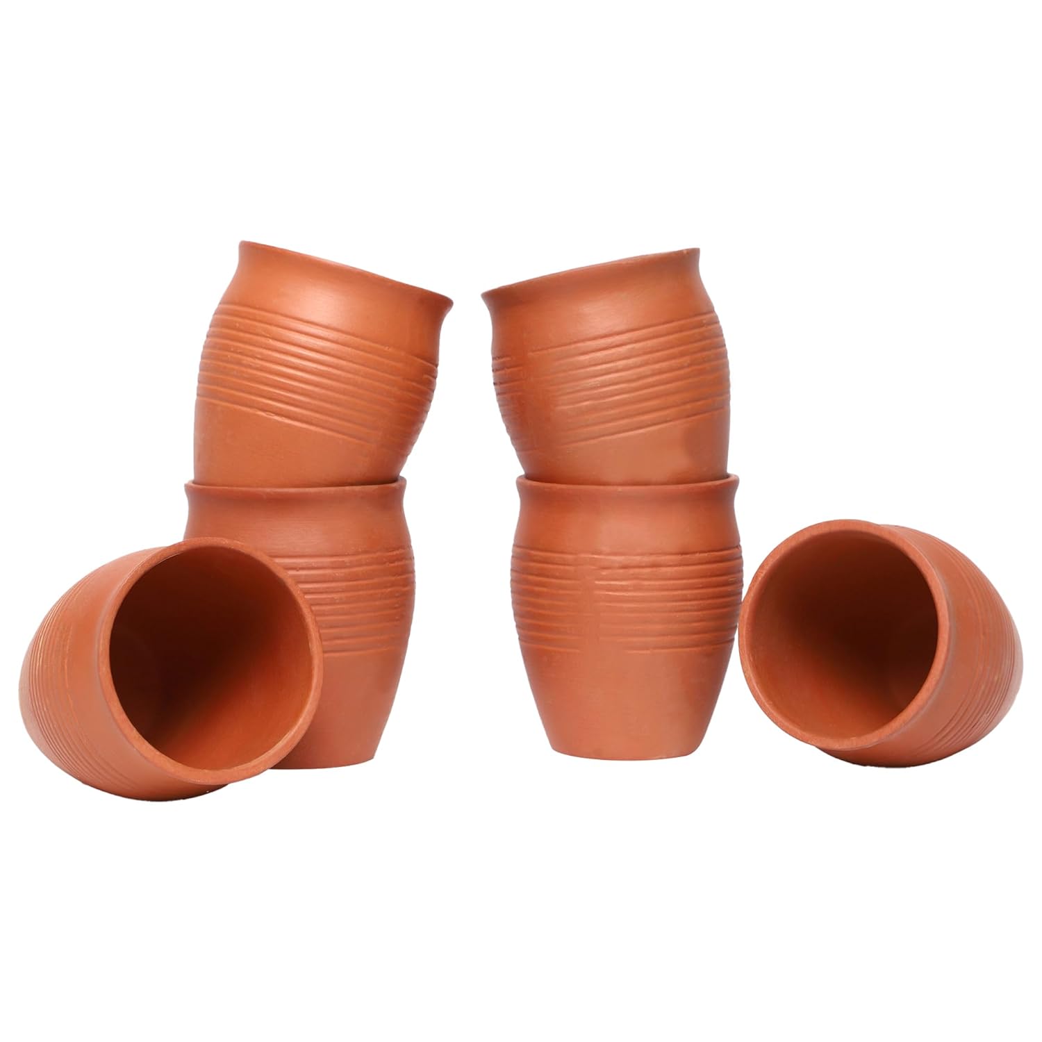 B08R5S4PLR_PUZX73GGJL_2025-12-02_1.jpg Handcrafted Mitti Clay Kulhad Tea Cup Set Of 6, 225 Ml Handmade Earthen Kullar Kullad Mitti Ke Glass Serving Mugs For Tea, Coffee And Milk - Image 1