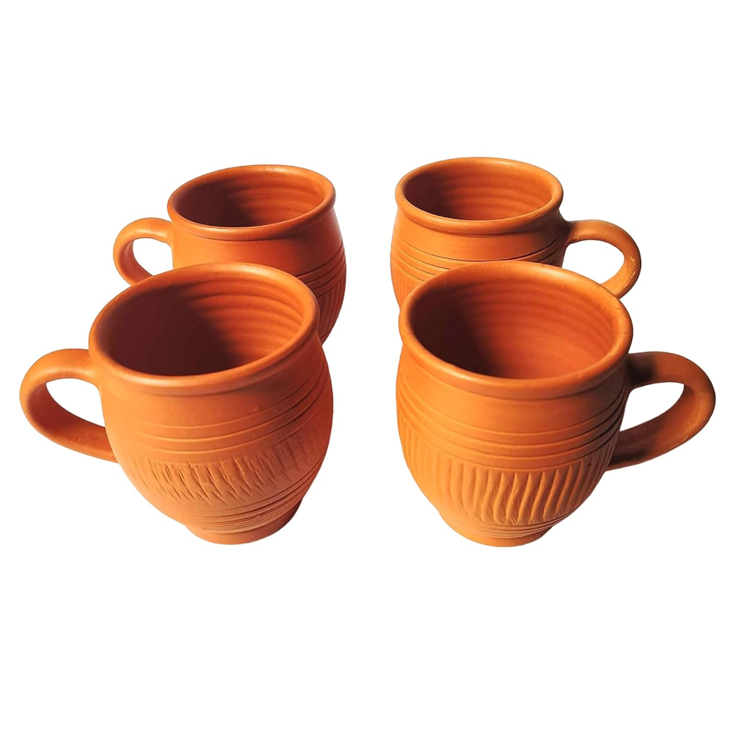 B08SRFQ3YM_X0RY6FYWOA_2025-12-02_1.jpg Clay Coffee Mug Mitti Ke Cups Handmade Earthen Cup Set For Serving Coffee Milk Pack Of 4, 225 Ml Each - Image 1