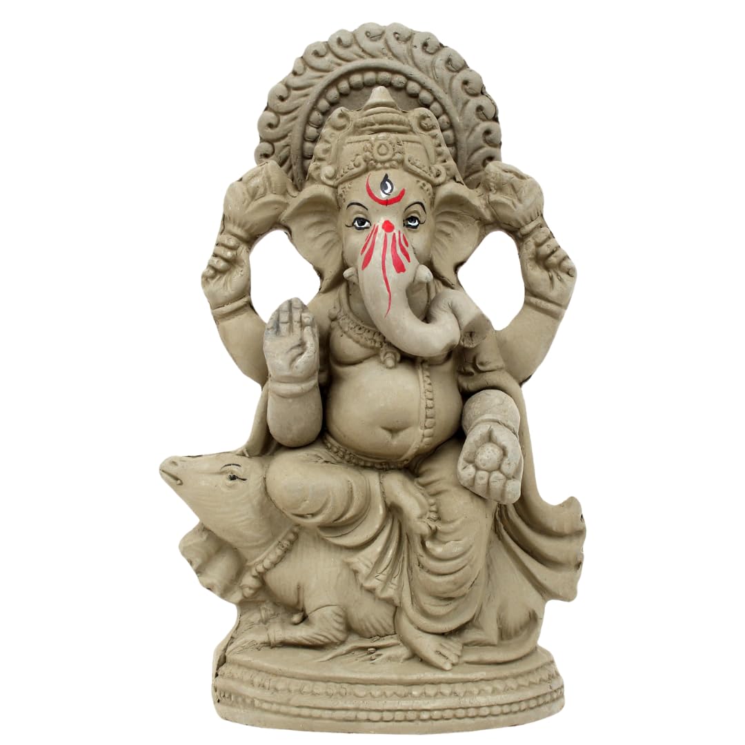 B09C5PVP7T_HM1DBMKUPC_2025-12-02_1.jpg Product Summary: Eco Friendly Ganesha Idol, Ganpati Murti For Home Visarjan, Water Soluble Ganpati Idol 7.5 Inches, Mushak Ganesh Without Paint - Image 1