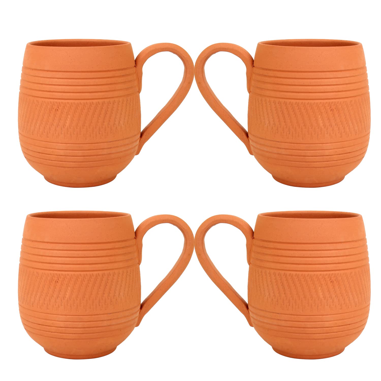 B09MB31FJ7_4ANJA8TP8I_2025-12-02_1.jpg Handcrafted Mitti Clay Cup Mug, Natural Handmade Earthen Kulhad Kullar Tea Cups For Serving Coffee Milk, 225 Ml, Pack Of 4, Ecofriendly, Organic Clay - Image 1