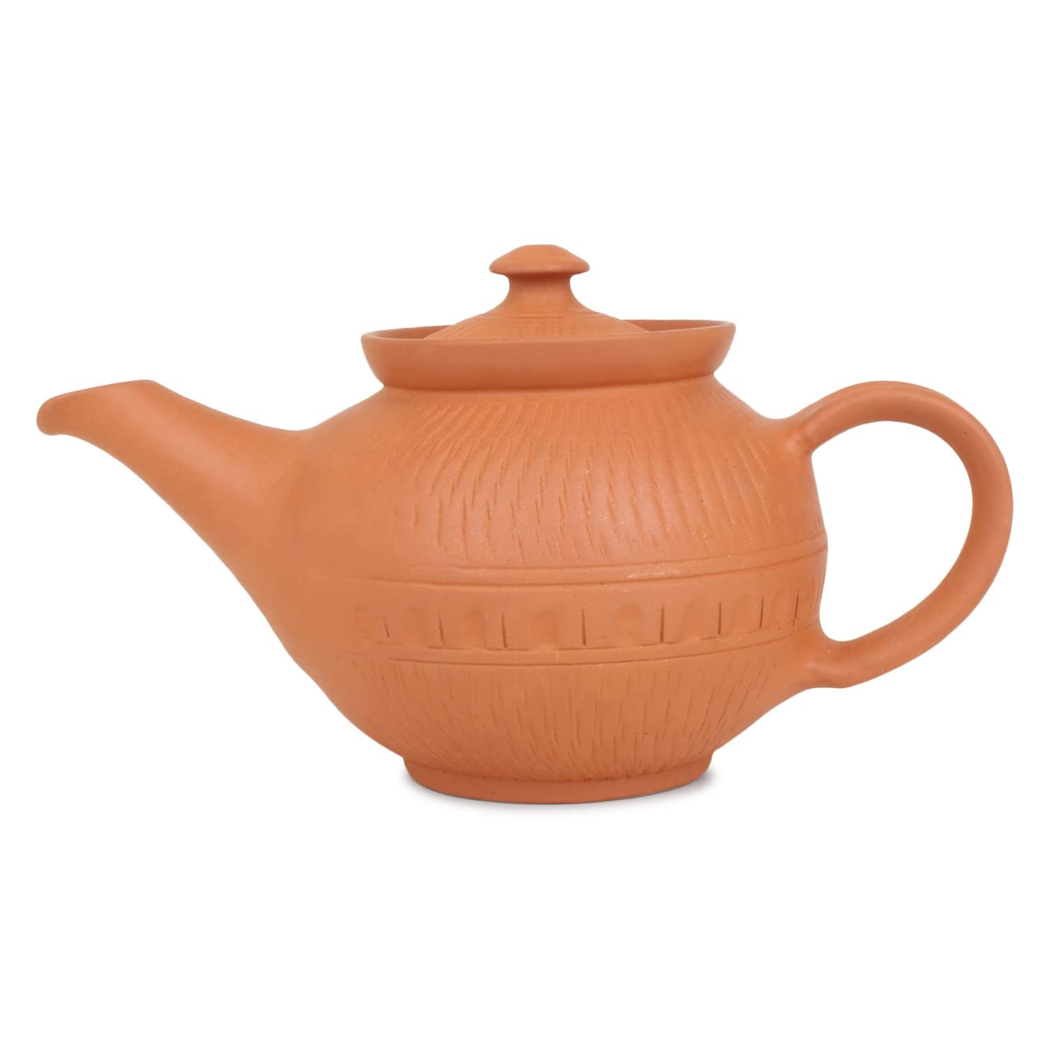 B0CFWR9M5C_5S7QHX3GAF_2025-12-02_1.jpg Handmade Terracotta Tea Kettle With Lid Mitti Ka Pot Chai Ki Ketli Ecofriendly Natural Clay Pot For Tea, Coffee And Hot Beverages Rustic Traditional Serveware 750 Ml Capacity - Image 1