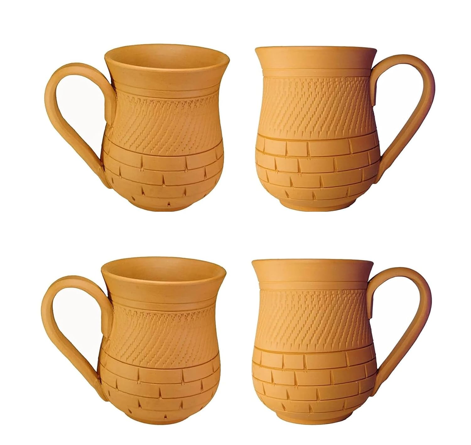 B0CRF83SZZ_260FZCJJIM_2025-12-02_1.jpg Handcrafted Mitti Clay Cup, Mug, Natural Handmade Earthen Clay Kulhad, Kullar, Chai Ke Cup Pack Of 4, 225 Ml - Image 1