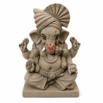 5.2 Inch Handmade Clay Ganesh Idol for Ganesh Chaturthi | Eco-Friendly Mitti Ganpati Murti | Traditional Pagdi Ganesha Idol for Home Decoration & Visarjan