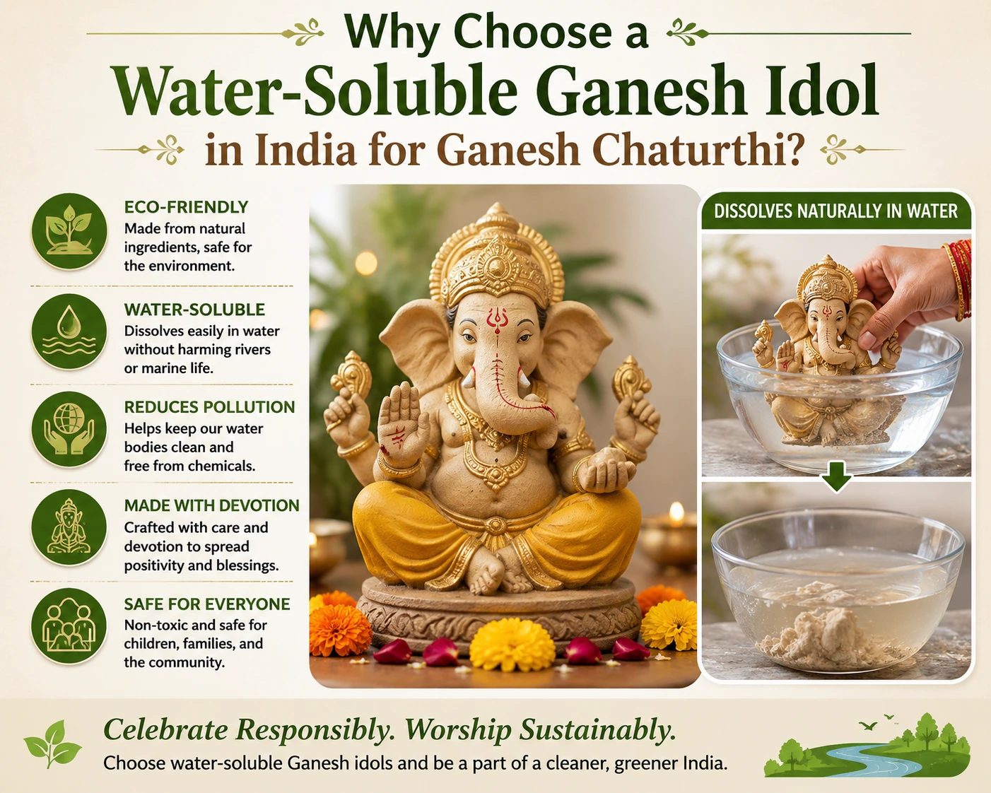 water-soluble Ganesh idol in India