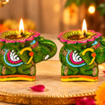 KSI Handmade Terracotta Elephant Diya | Handcrafted Mitti Elephant Oil Lamp | Traditional Decorative Diya for Pooja, Diwali & Home Decor