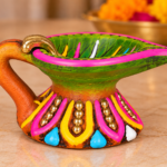 KSI Handmade Terracotta Small Dhupdani Diya | Handcrafted Mitti Dhoop Dani | Traditional Painted Diya for Pooja & Home Decor ( Set of 1)