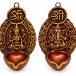 KSI Handmade Terracotta Hanging Laxmi Ganesh Diya | Mitti Wall Hanging Diya | Traditional Pooja & Diwali Home Decor (Set of 2)