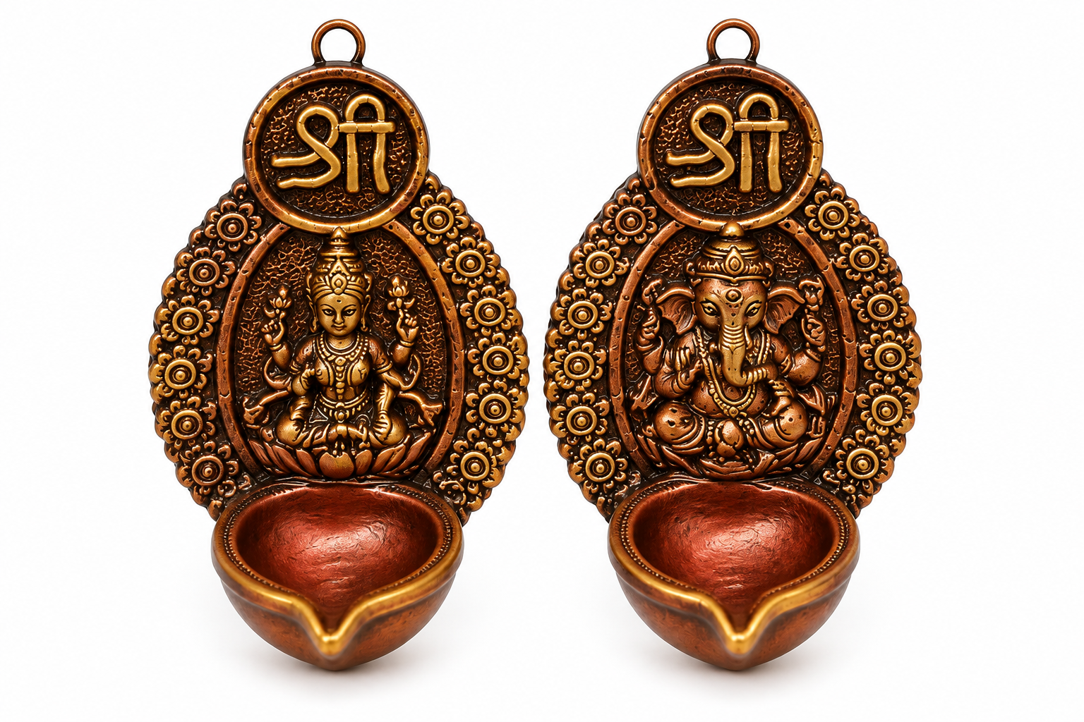ChatGPT Image Sep 26, 2026, 07_33_38 PM KSI Handmade Terracotta Hanging Laxmi Ganesh Diya | Mitti Wall Hanging Diya | Traditional Pooja & Diwali Home Decor (Set of 2) - Image 1